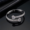 6MM ICED BAGUETTE HEART CUFF BRACELET - SILVER