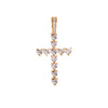 Heart Cross Pendant in gold with heart-cut cubic zirconia stones displayed on a white background.
