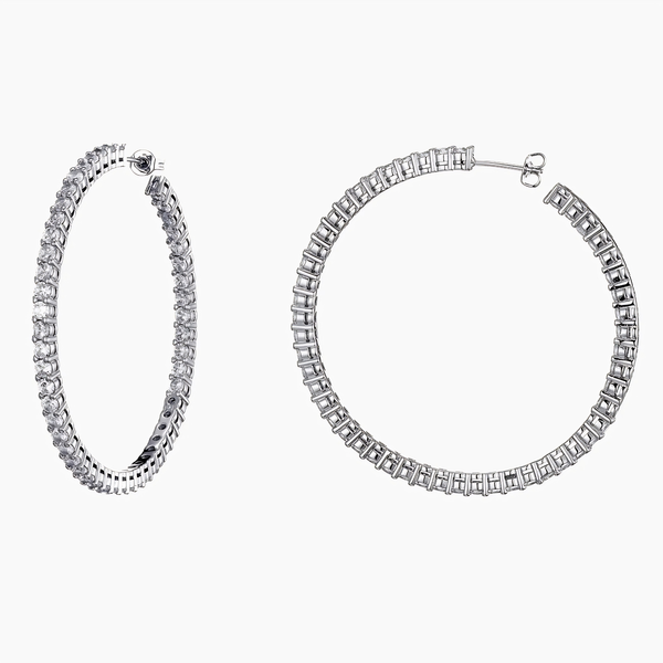 Silver eternity hoop earrings with cubic zirconia stones